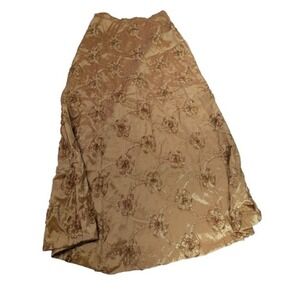 Vtg Handmade Gold Taffeta Maxi Skirt 3D Rosette Floral Appliqué Iridescent Boho